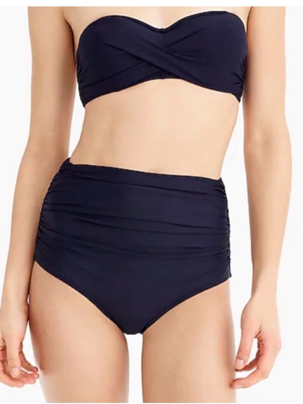 High-Waist Navy Bandeau Swim Set